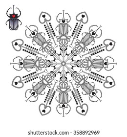Mandala with bugs on the daisies.