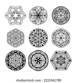 mandala bundle background black and white design concept