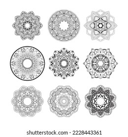 Mandala-Bundle-Hintergrund, schwarz-weißes Design-Konzept