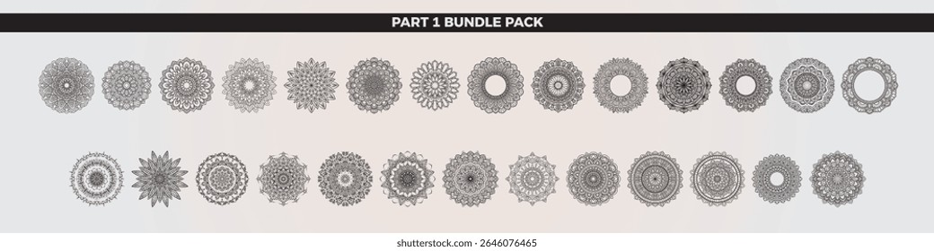 Mandala Bundle Part 1 Hand Drawn Circular Ornamental Line Art Designs for Coloring, Decoration, or Meditation Use