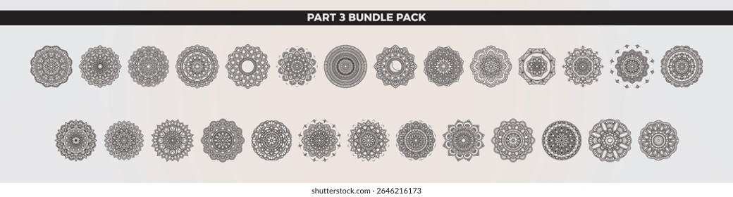 Mandala Bundle Part 3 Hand Drawn Circular Ornamental Line Art Designs for Coloring, Decoration, or Meditation Use