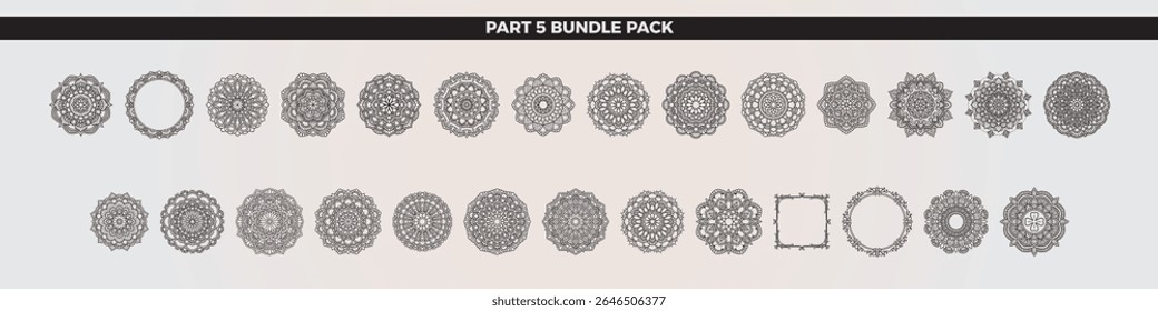 Mandala Bundle Part 5 Hand Drawn Circular Ornamental Line Art Designs for Coloring, Decoration, or Meditation Use