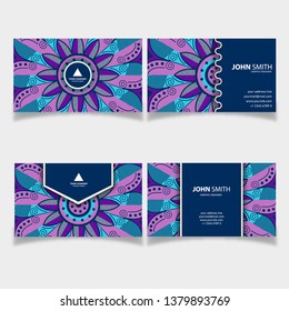 Mandala business card design template free vector