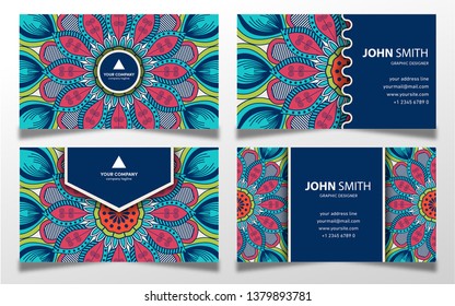 Mandala business card design template free vector