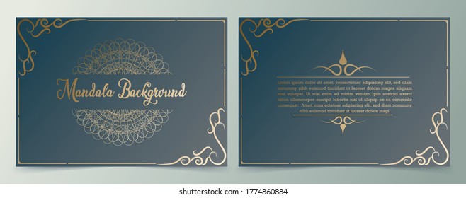 Mandala business card with gold template
