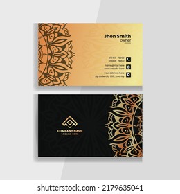 Mandala business card template design. decorative business card template