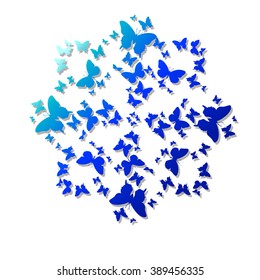 Mandala of butterflies pattern on a white background for card acceptance in love, Valentine's Day Valentine's, invitation to a wedding, birthday. Beautiful summer spring butterfly. Vector illustration