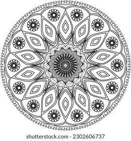 Mandala with cacti and birds border.
