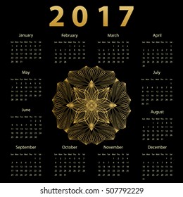 Mandala calendar 2017 year design