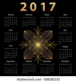 Mandala calendar 2017 year design