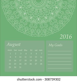 Mandala Calendar June 16 Vintage Decorative Stock Vector Royalty Free