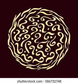 Mandala with Calligraphic elements for different design. Vector illustration