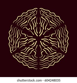 Mandala with Calligraphic elements for different design. Vector illustration