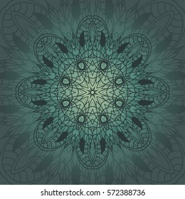 Mandala card in emerald  colors for backgrounds, invitations, birthday cards, wallpapers and etc.