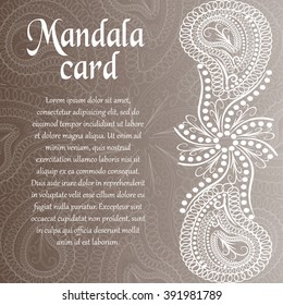 Mandala card. Ethnic decorative elements. Hand drawn background. Islam, Arabic, Indian, ottoman motifs.