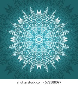 Mandala card in turquoise  colors for backgrounds, invitations, birthday cards, wallpapers and etc.