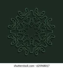 Mandala card. Vector. Mandala illustration background with shadows.