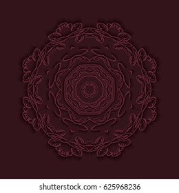 Mandala card. Vector. Mandala illustration background with shadows.