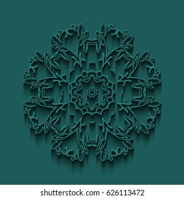 Mandala card. Vector. Mandala illustration background with shadows.