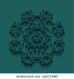 Mandala card. Vector. Mandala illustration background with shadows.