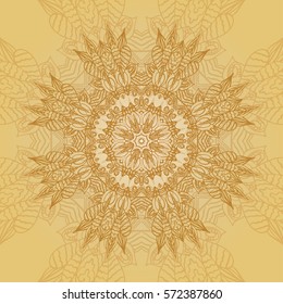 Mandala card in yellow colors for backgrounds, invitations, birthday cards, wallpapers and etc.