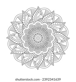 Mandala Celestial Convergence  coloring book page for kdp book interior. Peaceful Petals, Ability to Relax, Brain Experiences, Harmonious Haven, Peaceful Portraits, Blossoming Beauty mandala design.