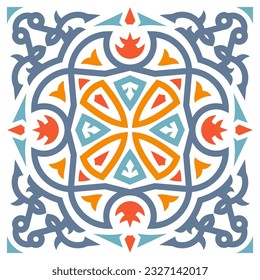 Mandala Patrón de fondo de baldosas adornadas de celta con color rojo, azul, naranja y verde