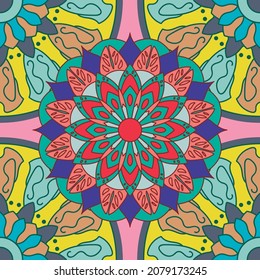 Mandala center pattern, texture and background for fabric, clothes and tiles designs.