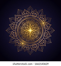 mandala chakra flowers. with a very luxurious shiny gold color. indian, arabic, islamic, ramadan.