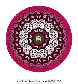 Mandala in cherry clolors. Vector illustration, elegant decoration