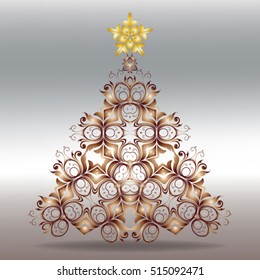 Mandala Christmas tree ethnic vector illustration, holiday concept for invitation card, Happy New Year 2017, Merry Christmas , t-shirt print, posters or textile.