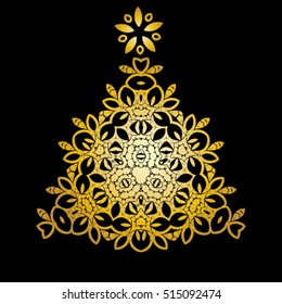 Mandala Christmas tree ethnic vector illustration, holiday concept for invitation card, Happy New Year 2017, Merry Christmas , t-shirt print, posters or textile.