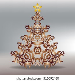 Mandala Christmas tree ethnic vector illustration, holiday concept for invitation card, Happy New Year 2017, Merry Christmas , t-shirt print, posters or textile.