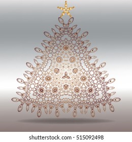 Mandala Christmas tree ethnic vector illustration, holiday concept for invitation card, Happy New Year 2017, Merry Christmas , t-shirt print, posters or textile.