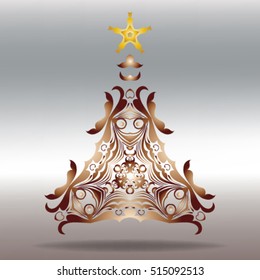 Mandala Christmas tree ethnic vector illustration, holiday concept for invitation card, Happy New Year 2017, Merry Christmas , t-shirt print, posters or textile.