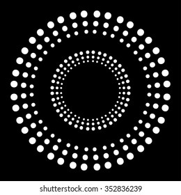 Mandala, circle, black-and-white graphics. A circular ornament, hand drawn, vector. White lace on a black background.