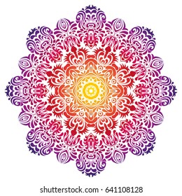 Mandala, circle decorative floral pattern borders of Islam. Design lace ornament rainbow on a white background. The vector can be used for banner, web design, wedding cards, advertising and other
