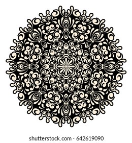 Mandala, circle decorative floral pattern borders of Islam. Design lace ornament black on a white background. The vector can be used for banner, web design, wedding cards, advertising and other