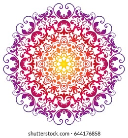 Mandala, circle decorative floral pattern borders of Islam. Design lace ornament rainbow on a white background. The vector can be used for banner, web design, wedding cards, advertising and other