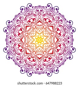 Mandala, circle decorative floral pattern borders of Islam. Design lace ornament rainbow on a white background. The vector can be used for banner, web design, wedding cards, advertising and other