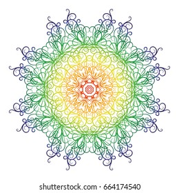 Mandala, circle decorative floral pattern borders of Islam. Design lace ornament rainbow on a white background. The vector can be used for banner, web design, wedding cards, advertising and other
