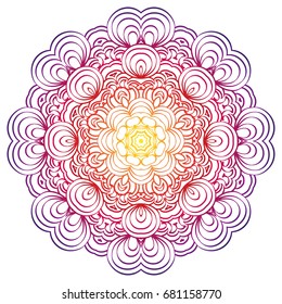 Mandala, circle decorative floral pattern borders of Islam. Design lace ornament rainbow on a white background. The vector can be used for banner, web design, wedding cards, advertising and other