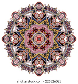 mandala, circle decorative spiritual indian symbol of lotus flower, round ornament pattern, vector illustration