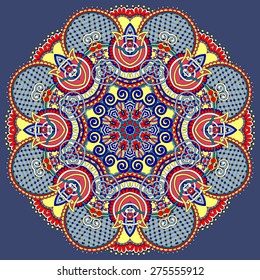 mandala, circle decorative spiritual indian symbol of lotus flower, round ornament pattern, vector illustration