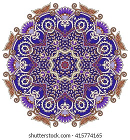 mandala, circle decorative spiritual indian symbol of lotus flower, round ornament pattern, vector illustration