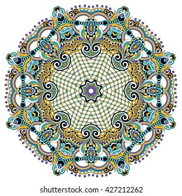 mandala, circle decorative spiritual indian symbol of lotus flower, round ornament pattern, vector illustration