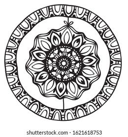 Mandala, circle design, doodle style, vector