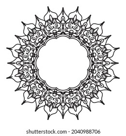 Mandala circle frame decorative element for logo, wedding invitations