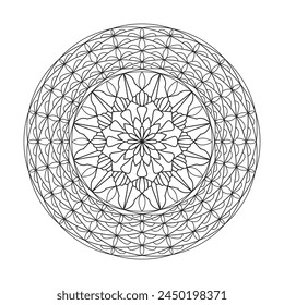 Mandala circle geometric design element coloring book page
