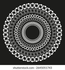 Mandala circle icon. Geometric radial vector. Black pattern symbol. Decorative symmetry shape.